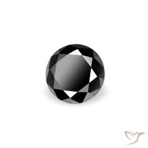 Diamante Negro natural de 0.07 ct, Redondo, Opaco
