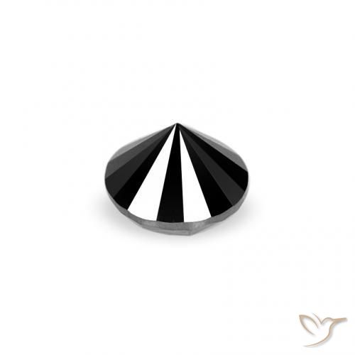 Diamante Negro natural de 0.07 ct, Redondo, Opaco