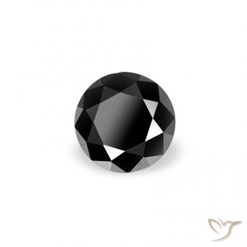 Diamante Negro natural de 0.07 ct, Redondo, Opaco