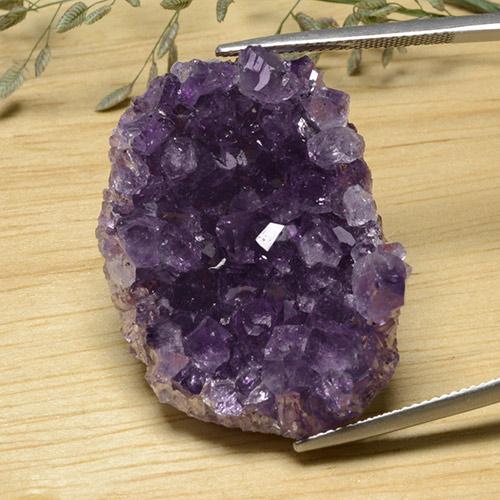 Amatista druzy Violeta oscuro natural de 61.70 ct, Forma elegante, Opaco