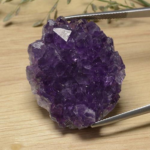 Amatista druzy Violeta oscuro natural de 75.76 ct, Forma elegante, Opaco