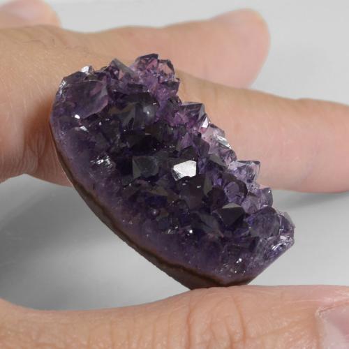 Drusa de amatista violeta natural de 59,31 ct, forma elegante, opaco