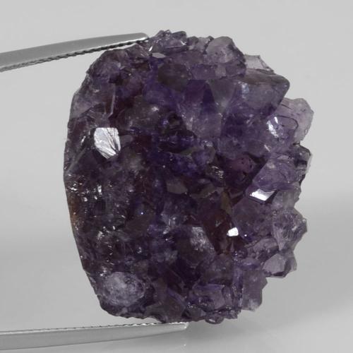 Amatista druzy Violeta oscuro medio natural de 65.12 ct, Forma elegante, Opaco