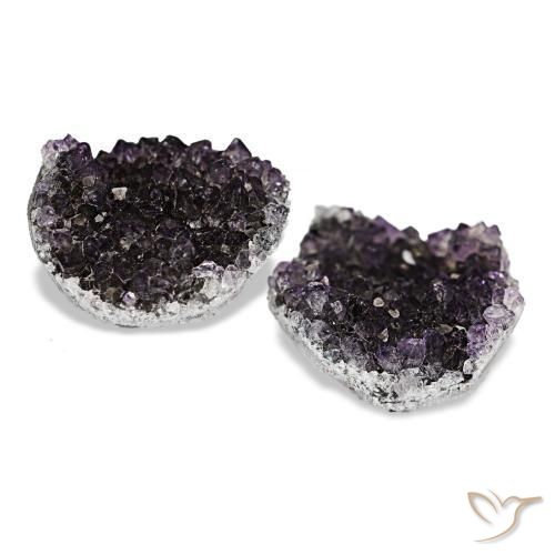 Gemas de drusa de amatista violeta natural de 15,02 ct, forma elegante, opaco