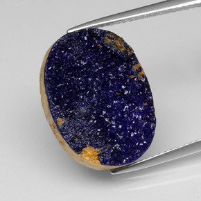 Azurita Druzy Azul natural de 9.26 ct, Corte Óvalo, Opaco