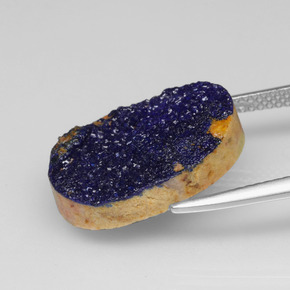 Azurita Druzy Azul natural de 9.26 ct, Corte Óvalo, Opaco