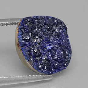 Drusa de azurita azul natural de 5,24 ct, forma elegante, opaco