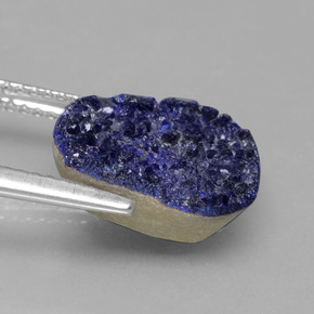 Drusa de azurita azul natural de 5,24 ct, forma elegante, opaco