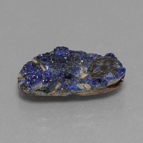 Drusa de azurita azul natural de 6,58 ct, forma elegante, opaco