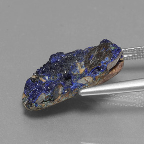 Drusa de azurita azul natural de 6,58 ct, forma elegante, opaco