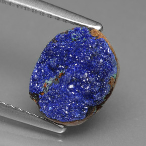 Drusa de azurita azul natural de 2,55 ct, forma elegante, opaco