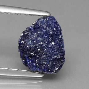 Drusa de azurita azul natural de 2,81 ct, forma elegante, opaco