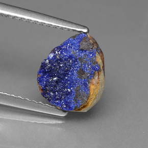 Drusa de azurita azul natural de 2,15 ct, forma elegante, opaco