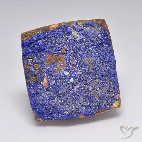 Drusa de azurita azul grisáceo natural de 15,81 ct, corte baguette, opaco