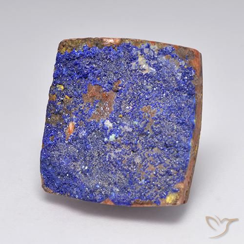 Drusa de azurita azul grisáceo natural de 15,81 ct, corte baguette, opaco