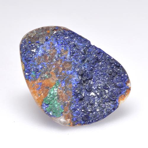 Drusa de azurita azul natural de 8,35 ct, forma elegante, opaco