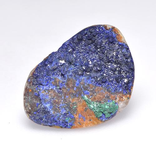 Drusa de azurita azul natural de 8,35 ct, forma elegante, opaco