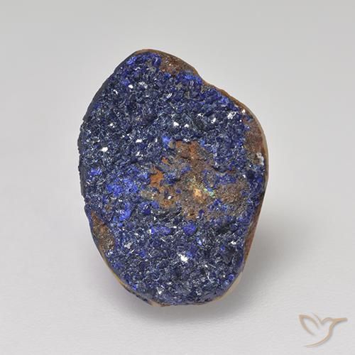 Azurita Druzy Azul marino intenso natural de 6.40 ct, Forma elegante, Opaco