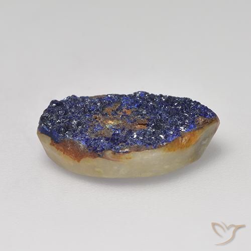 Azurita Druzy Azul marino intenso natural de 6.40 ct, Forma elegante, Opaco