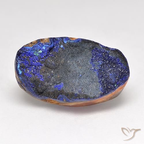 Drusa de azurita azul marino intenso natural de 11,28 ct, corte óvalo, opaco