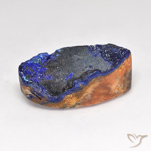 Drusa de azurita azul marino intenso natural de 11,28 ct, corte óvalo, opaco