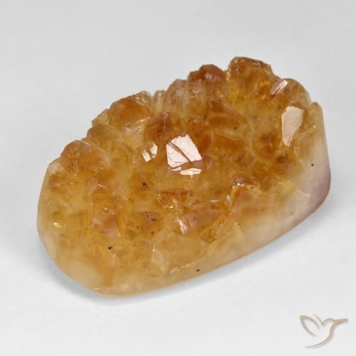 Citrino druzy Naranja miel natural de 52.86 ct, Forma Cojín, Opaco