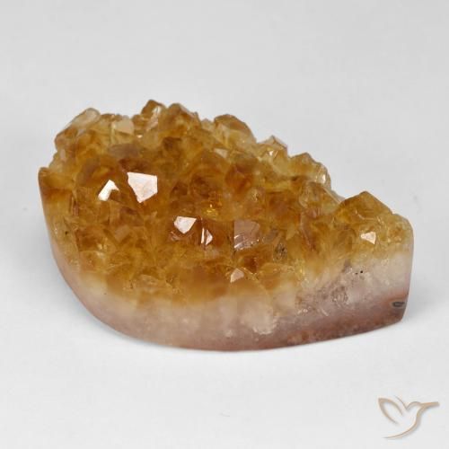 Citrino druzy Naranja medio natural de 67.28 ct, En forma de pera, Opaco
