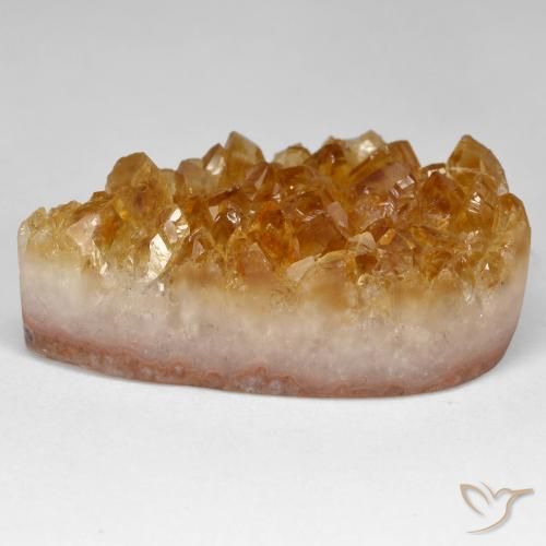 Citrino druzy Naranja medio natural de 67.28 ct, En forma de pera, Opaco