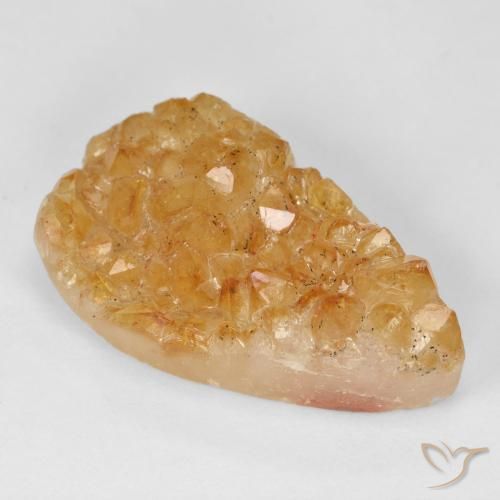 Citrino druzy Naranja miel natural de 19.29 ct, En forma de pera, Opaco