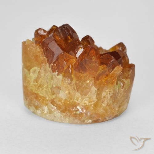 Citrino druzy Naranja medio natural de 15.51 ct, Ovalada, Opaco