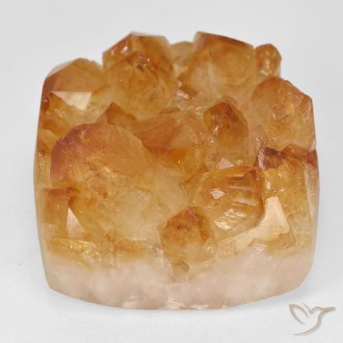 47.04ct Natural Medium Light-Orange Citrino druzy, Cuadrado, Opaco