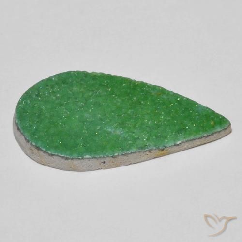Variscita drusa Verde medio natural de 9.49 ct, En forma de pera, Opaco
