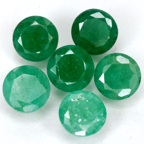 Gemas de esmeralda verde natural de  ct, corte redondo, SI