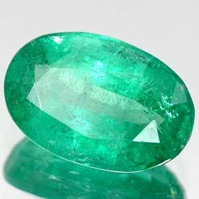 Esmeralda verde natural de 1,64 ct, corte óvalo, VS