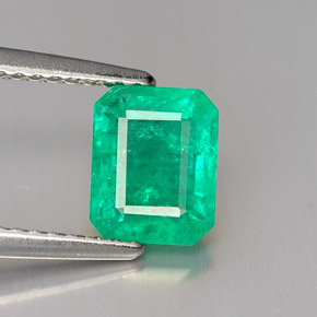 Esmeralda verde natural de 1,24 ct, corte esmeralda, I1