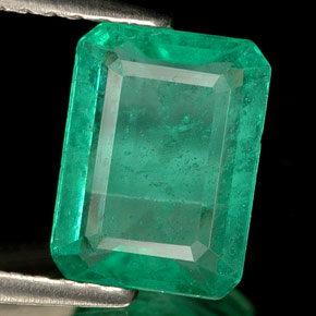 Esmeralda verde natural de 1,50 ct, corte esmeralda, SI-I1