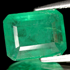Esmeralda verde natural de 2,54 ct, corte esmeralda, I1