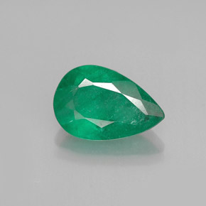 Esmeralda verde natural de 0,96 ct, en forma de pera, I1