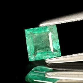 Esmeralda verde natural de 0,49 ct, cuadrado, SI-I1