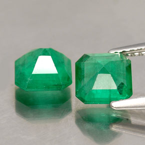 Gemas de esmeralda verde natural de  ct, corte esmeralda, SI-I1