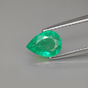 Esmeralda Verde natural de 0.90 ct, En forma de pera, SI-I1