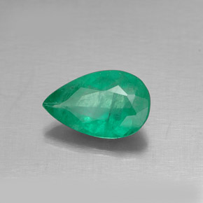 Esmeralda verde natural de 0,65 ct, en forma de pera, SI-I1