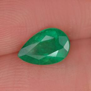 Esmeralda verde natural de 0,72 ct, en forma de pera, SI-I1