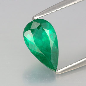 Esmeralda verde natural de 0,90 ct, en forma de pera, SI