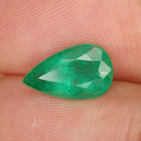 Esmeralda verde natural de 1,27 ct, en forma de pera, SI-I1