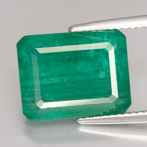 Esmeralda verde natural de 7,55 ct, corte esmeralda, SI-I1