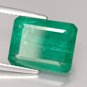 Esmeralda verde natural de 7,55 ct, corte esmeralda, SI-I1