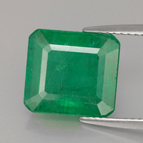 Esmeralda verde natural de 4,15 ct, corte esmeralda, SI-I1