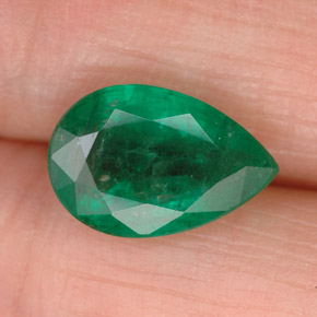 Esmeralda verde natural de 1,86 ct, en forma de pera, SI-I1