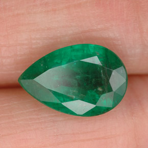 Esmeralda verde natural de 1,86 ct, en forma de pera, SI-I1